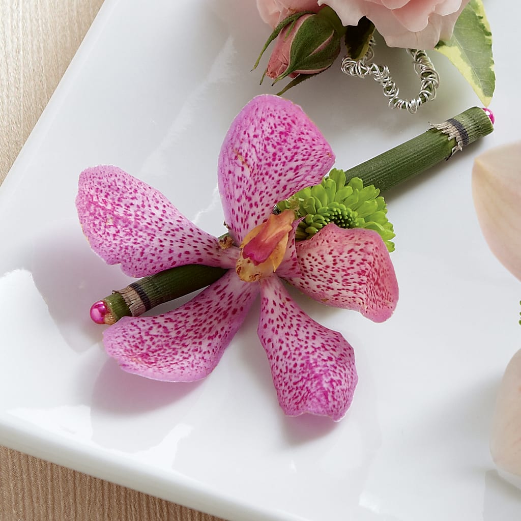 Pink Mokara Boutonniere – Precious Flowers And Gifts, Ceres CA