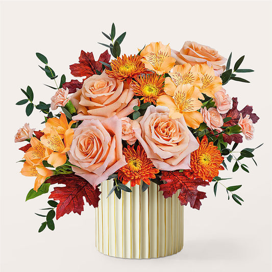 Spiced Latte Bouquet with Ivory Vase –  Precious Flowers And Gifts, Ceres CA